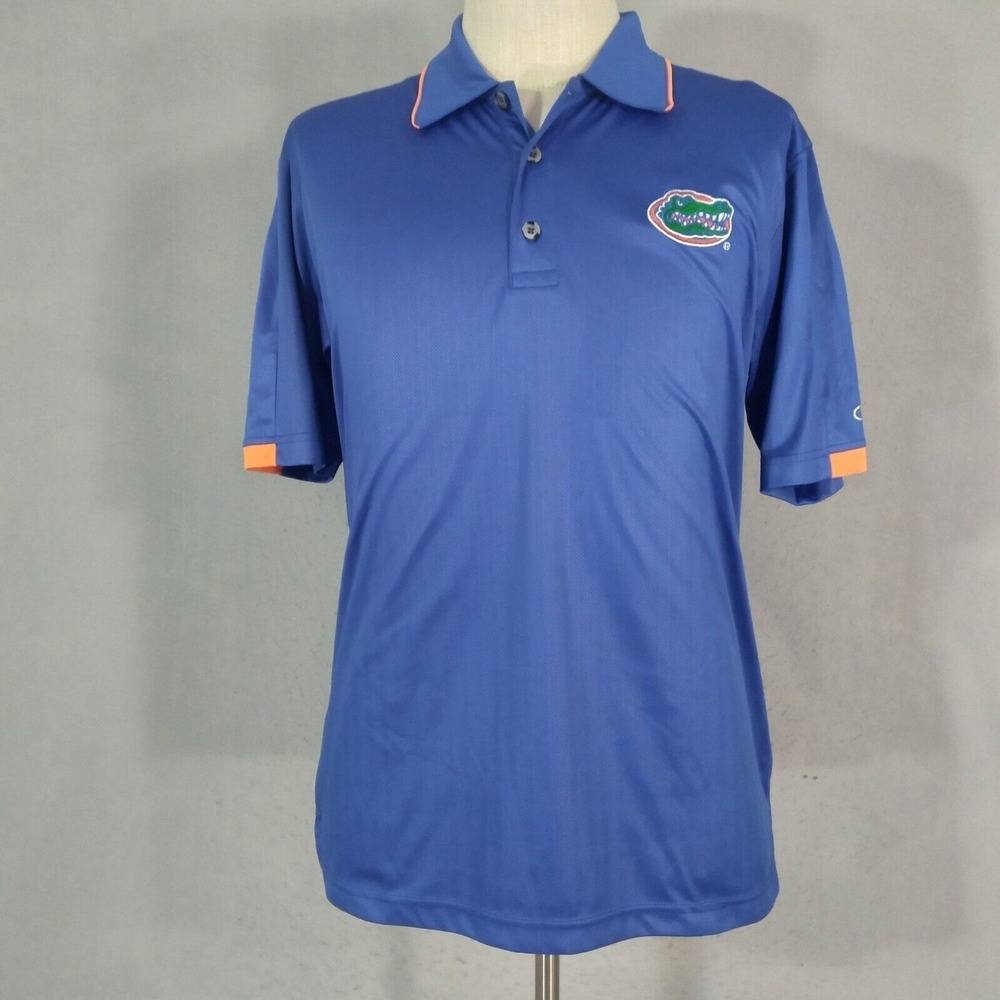Champion Florida Gators polo shirt men's medium blue dry fit embroidered